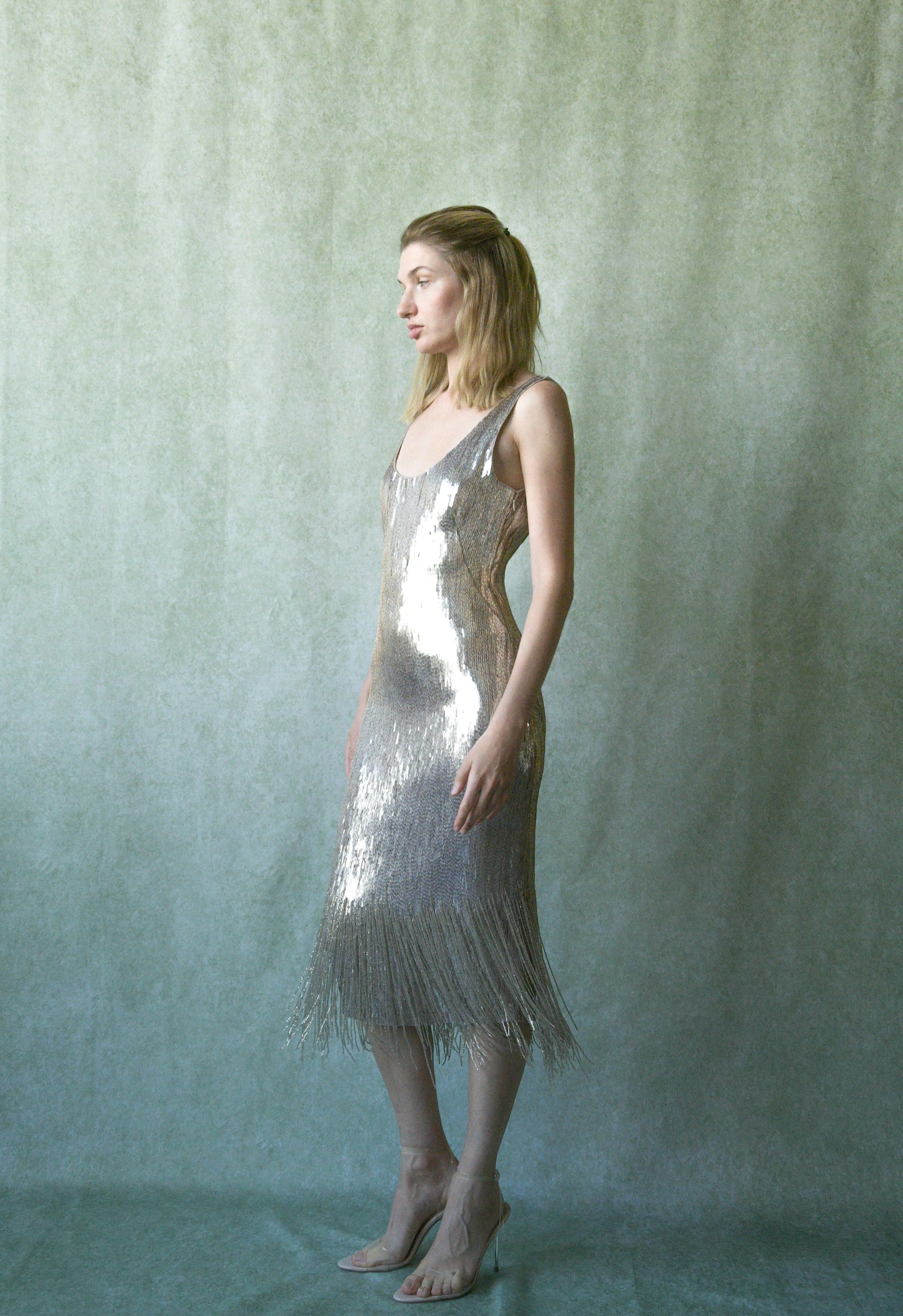ralph lauren collection embellished metal fringe dress