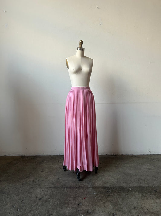 1970s celine pink silk skirt ensemble