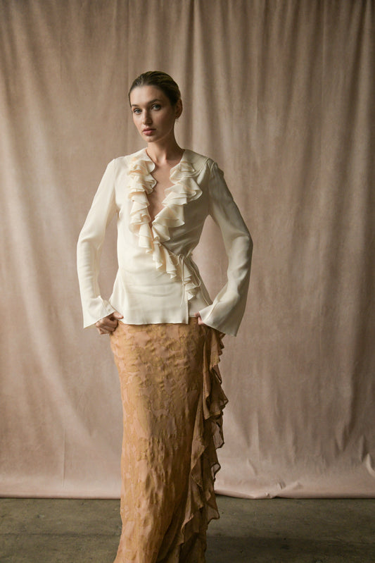 christian dior by john galliano fw 2002 silk ruffle blouse