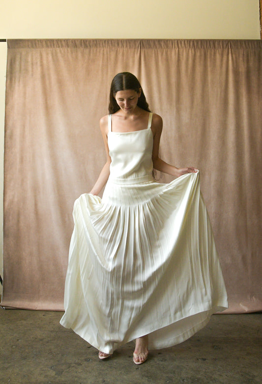 ralph lauren purple label white pleated 2004 reissue dress