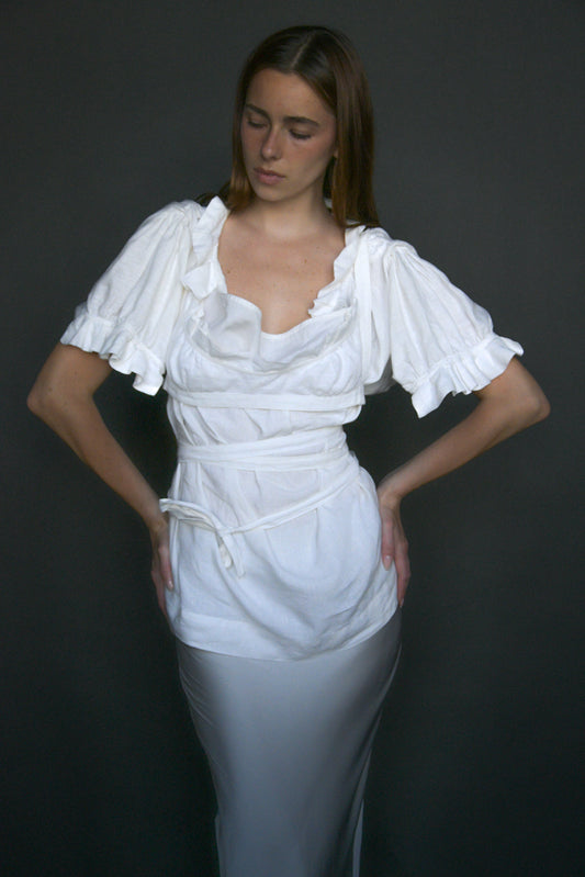 vivienne westwood linen layered milkmaid corset blouse