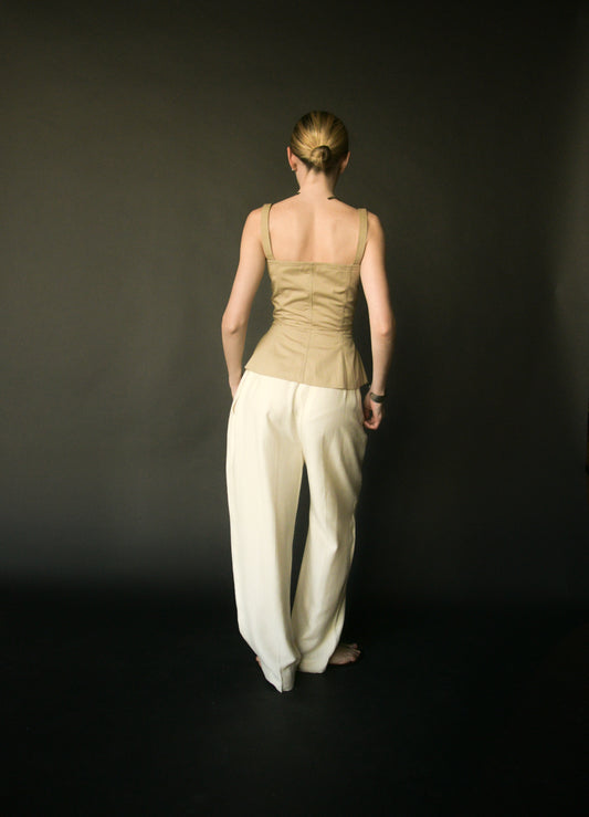 yves saint laurent 1977 tan cotton corset top