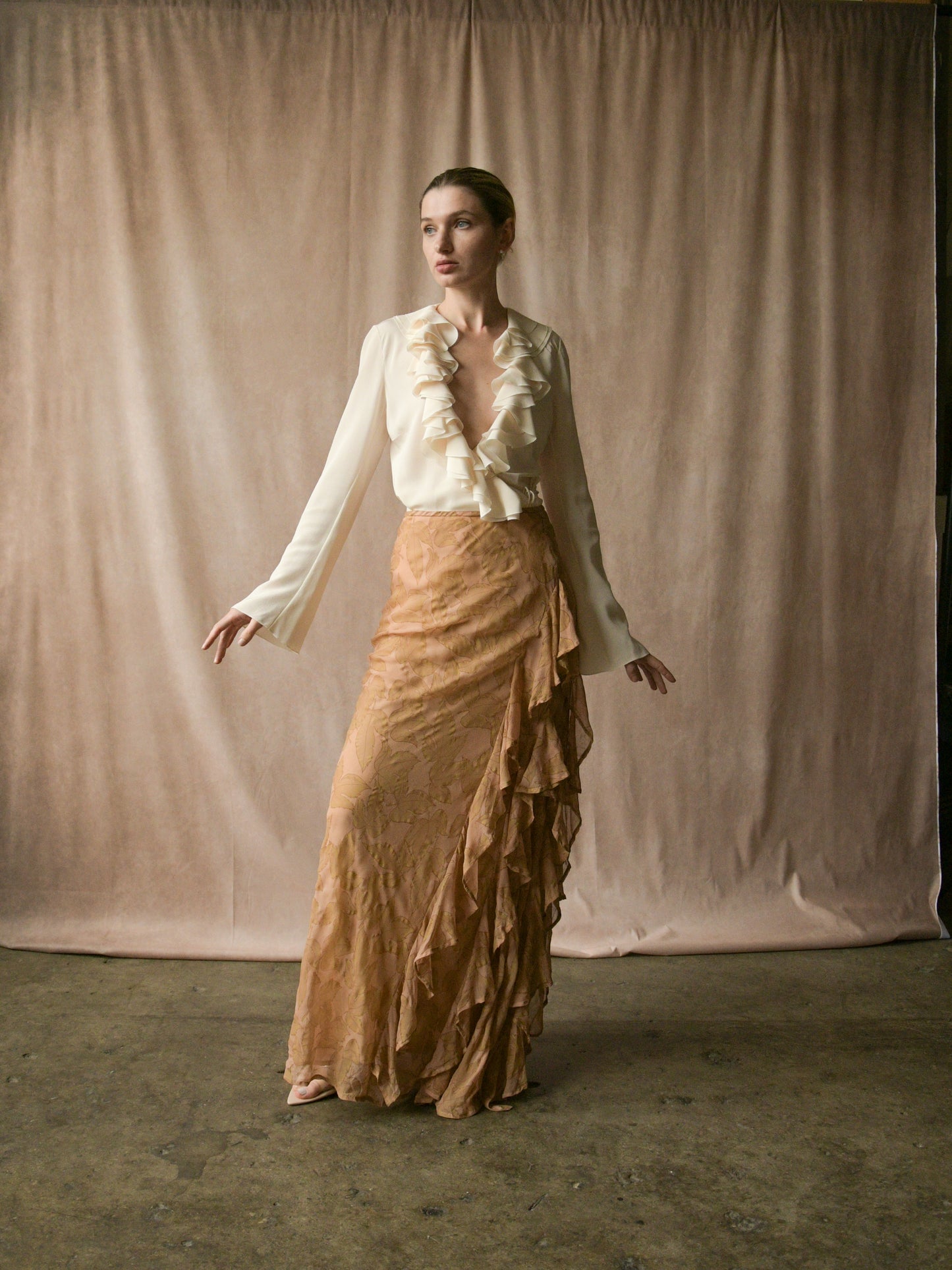 christian dior by john galliano fw 2002 silk ruffle blouse