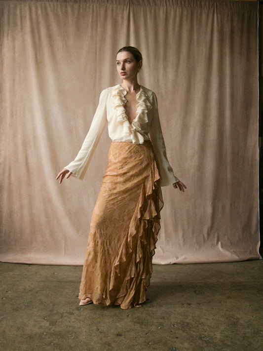 christian dior by john galliano fw 2002 silk ruffle blouse