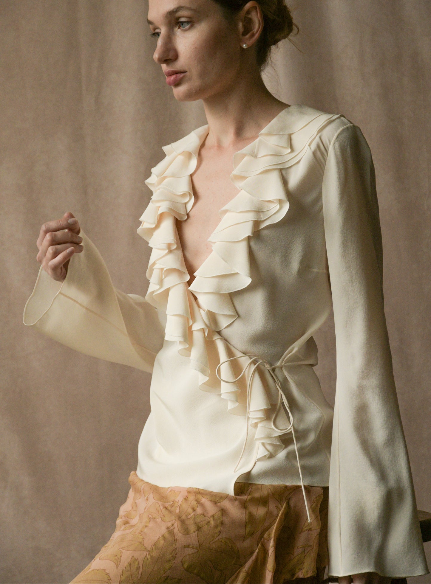 christian dior by john galliano fw 2002 silk ruffle blouse