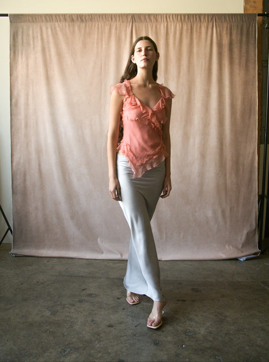 christian dior by john galliano pink silk ruffle blouse