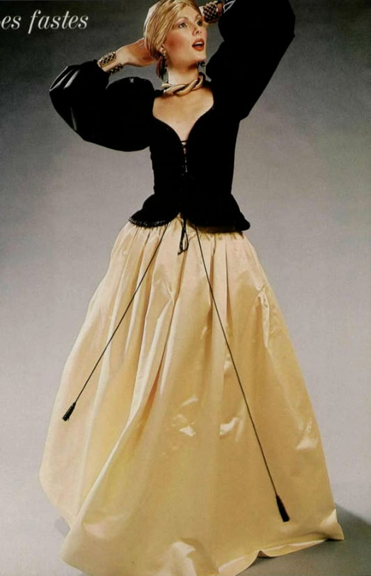 yves saint laurent spring 1977 cotton puff sleeve corset top