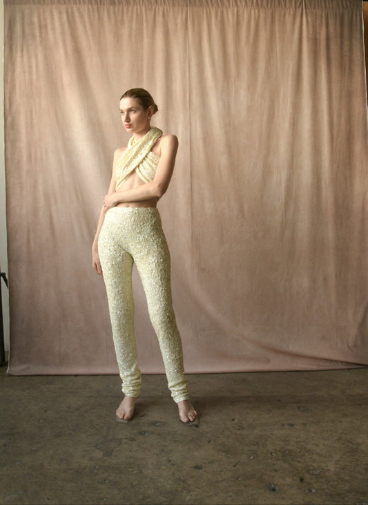 donna karan embellished sequin pant set