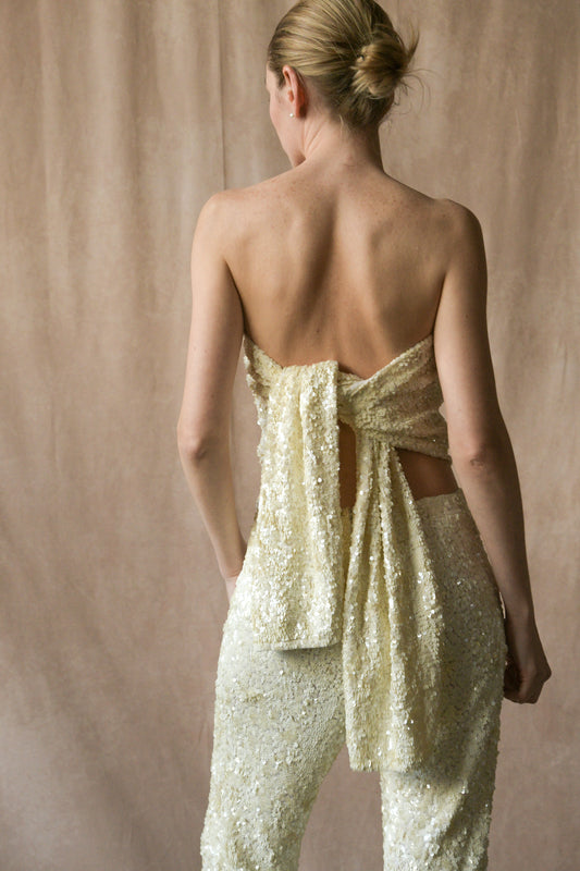donna karan embellished sequin pant set