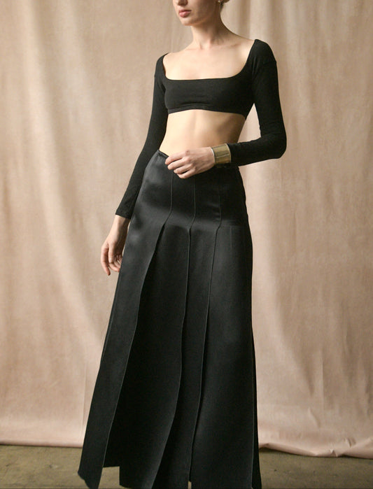 chanel spring 1999 black silk carwash panel skirt