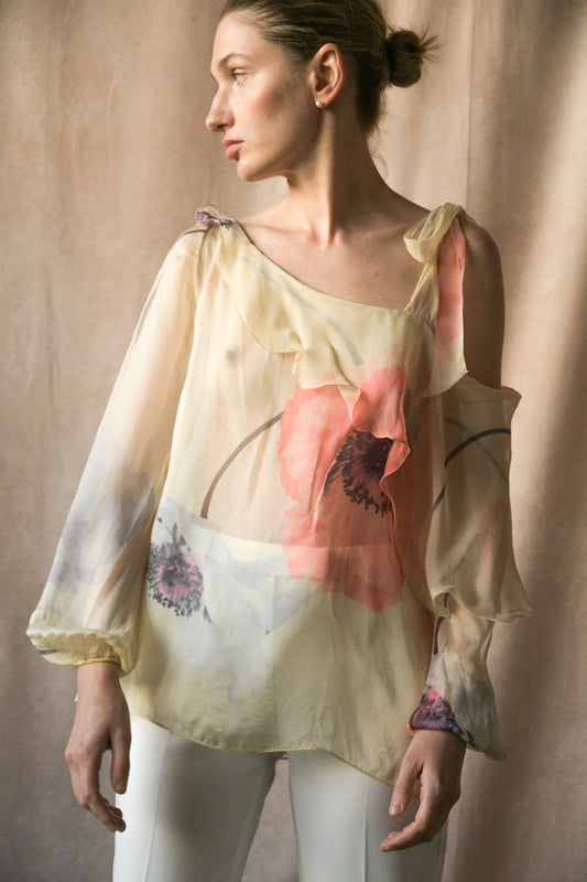 emanuel ungaro by giambattista valli spring 2002 silk floral blouse