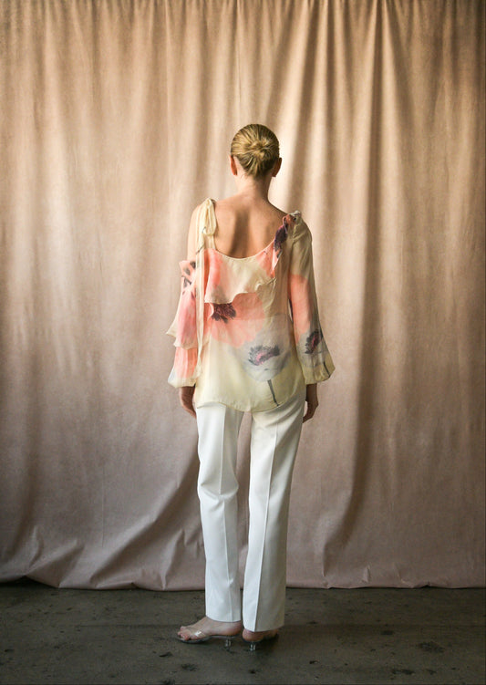 emanuel ungaro by giambattista valli spring 2002 silk floral blouse