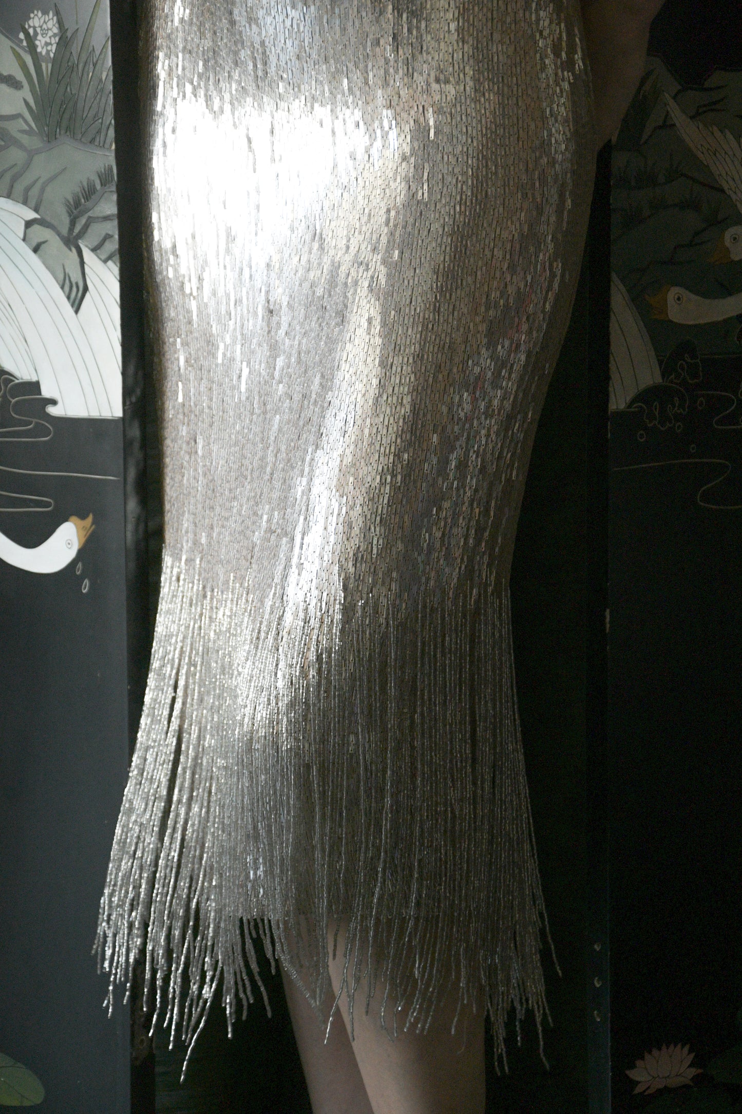 ralph lauren collection embellished metal fringe dress