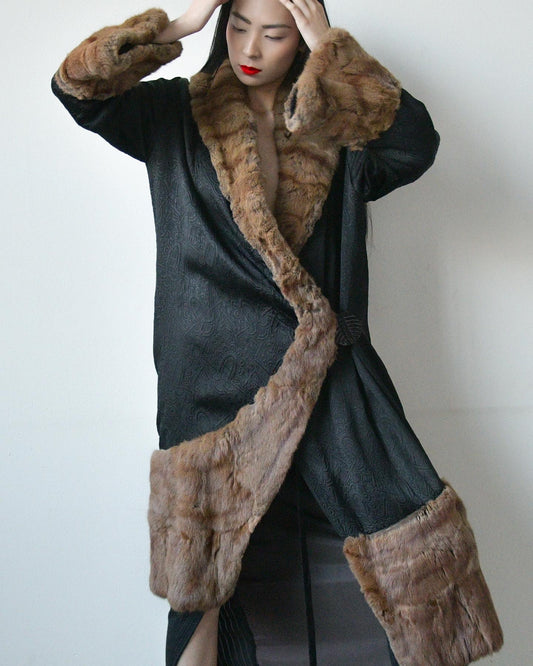 1920s embossed fur opera coat