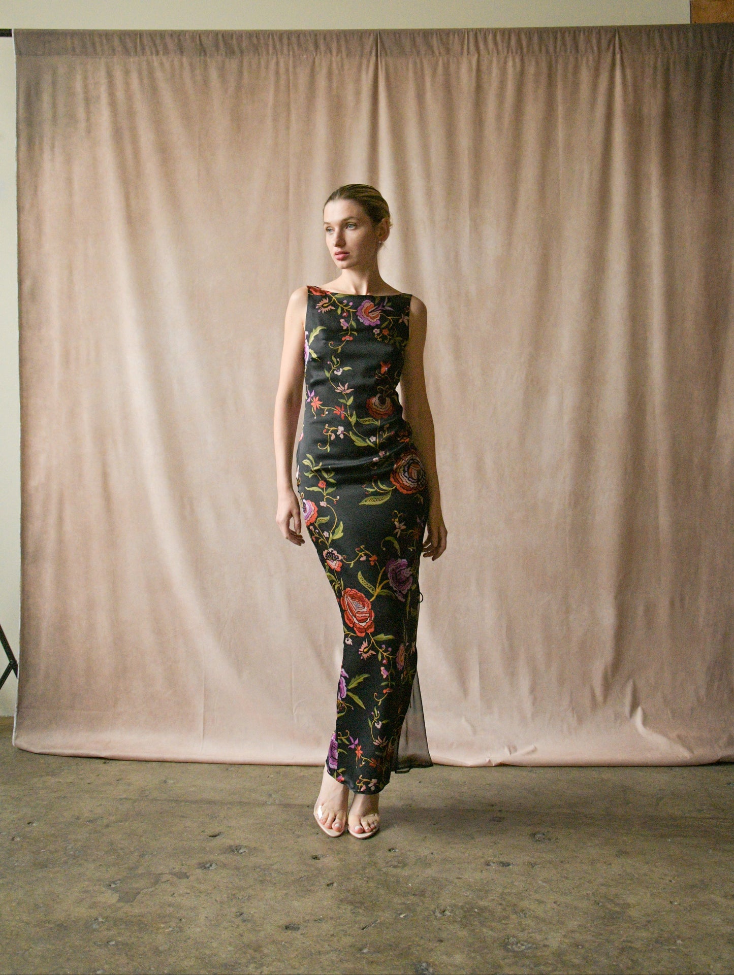 emanuel ungaro by giambattista valli 2002 piano shawl floral corset dress