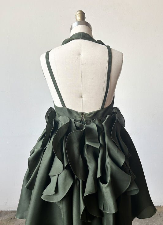 yves saint laurent ss 2012 green silk organza ruffle dress