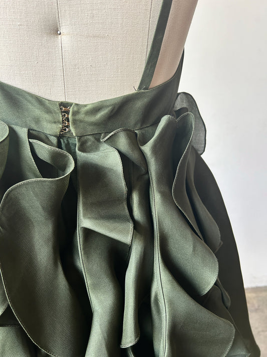 yves saint laurent ss 2012 green silk organza ruffle dress