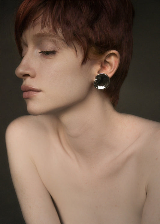 halston 1970s silver heart earrings