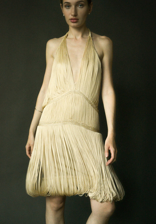 christian dior by john galliano circa 2006 fringe halter dress