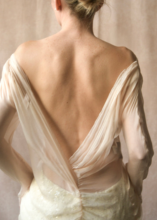alberta ferretti sheer silk open back tunic / mini dress