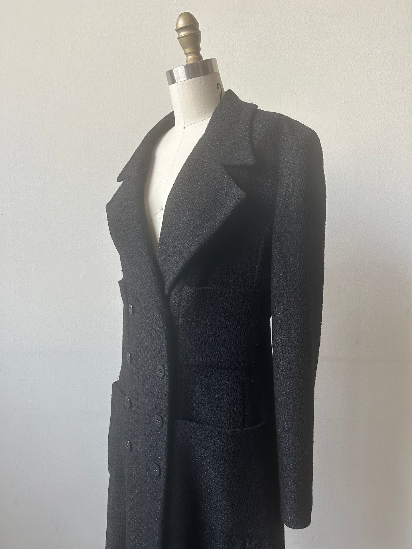 chanel fw 2001 black wool coat