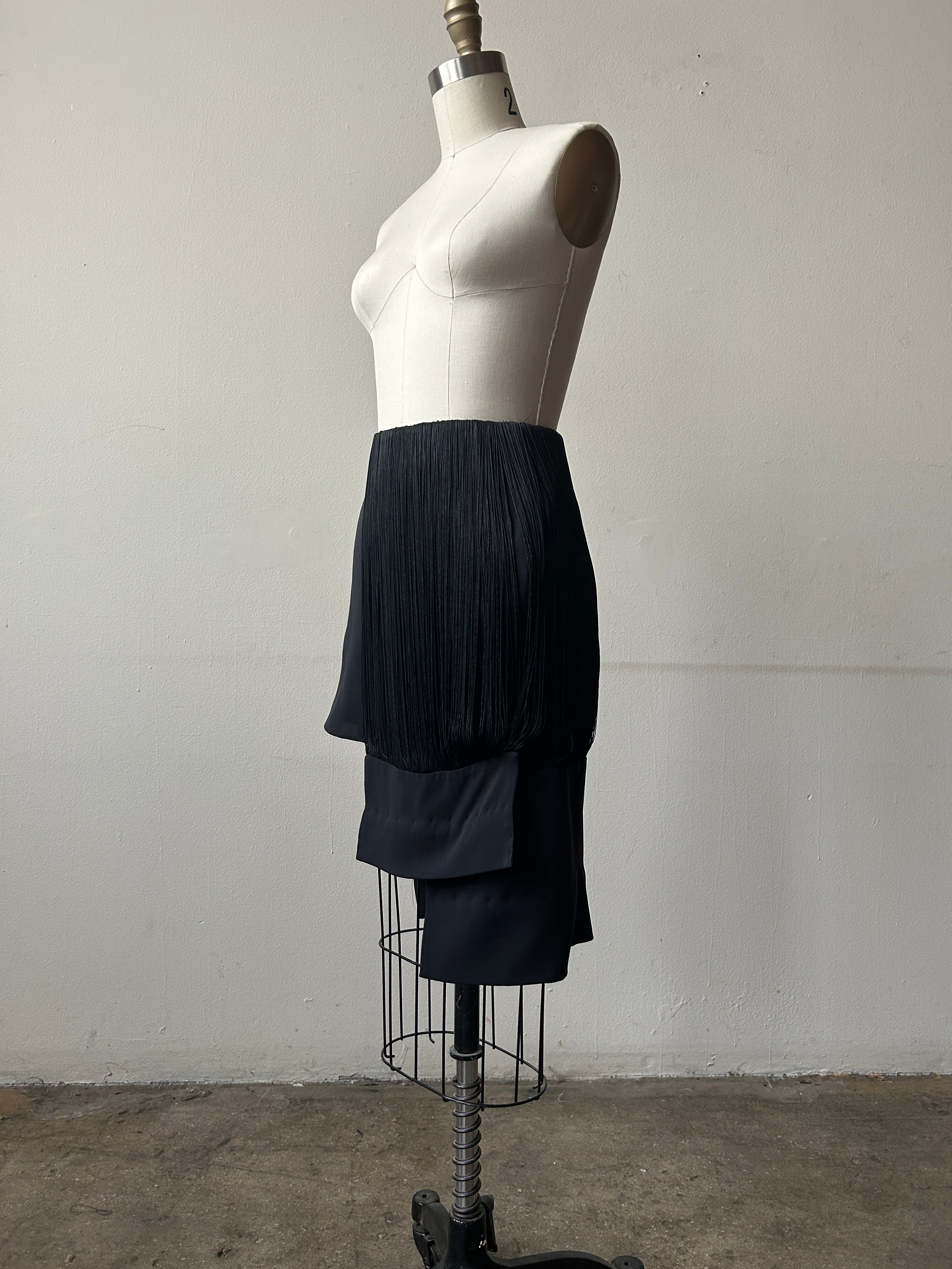 jil sander spring 2009 by raf simons black fringe skirt – persephone vintage