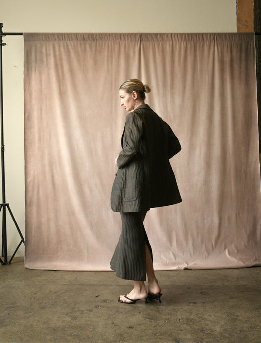 custom cropped three piece skirt suit (romeo gigli)