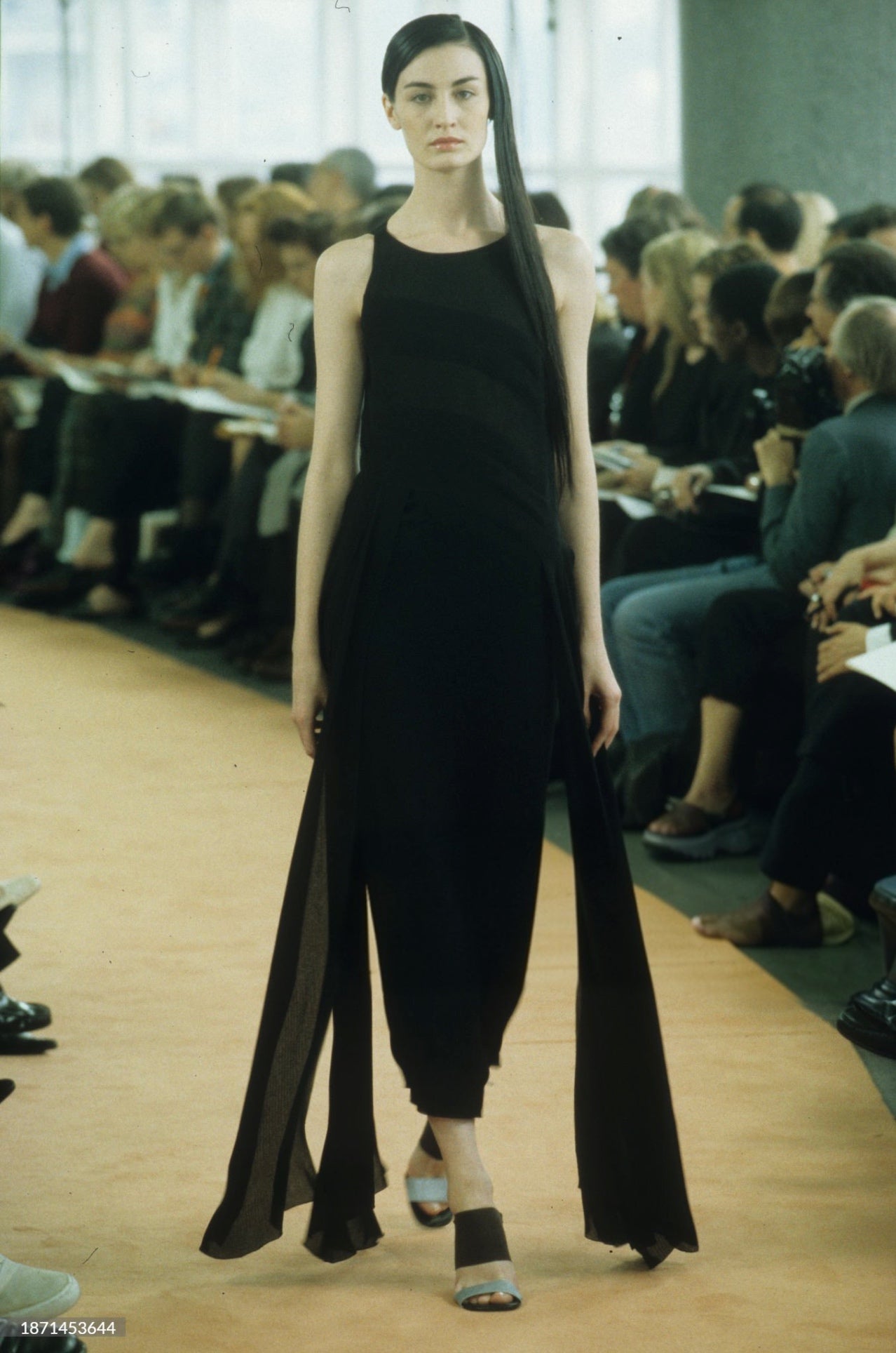 chanel spring 1999 black silk carwash panel skirt