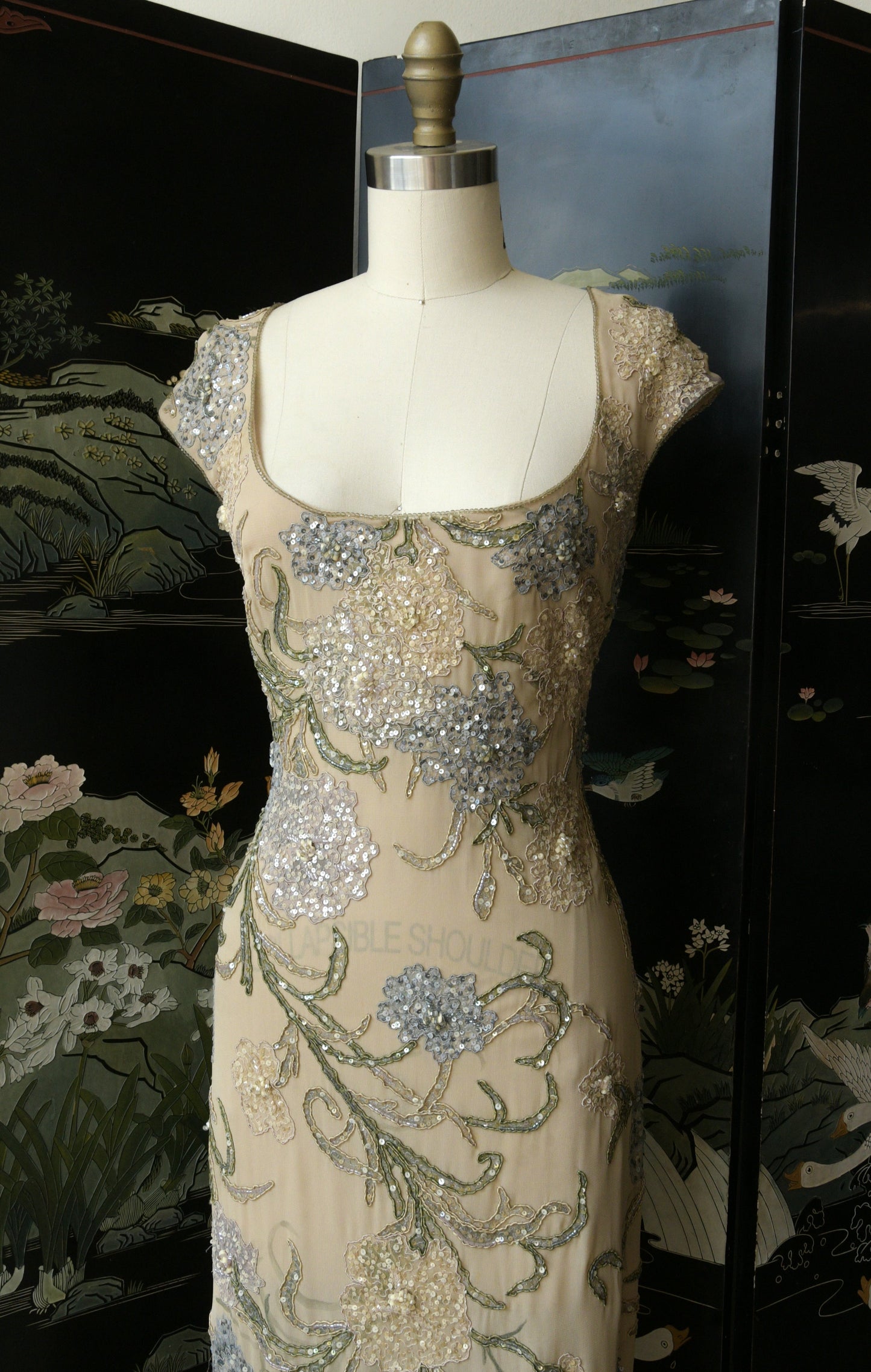 badgley mischka spring 1998 floral embellished dress
