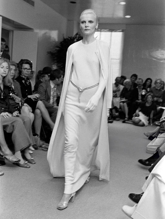 1973 halston cashmere long cardigan dress