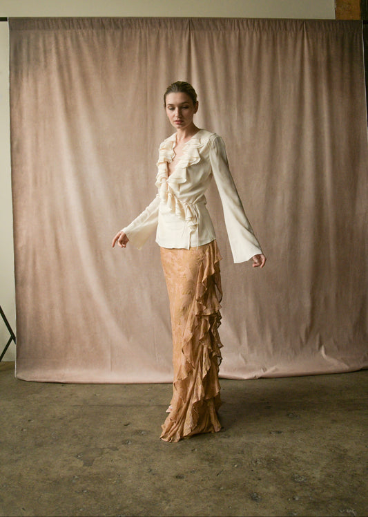 christian dior by john galliano fw 2002 silk ruffle blouse