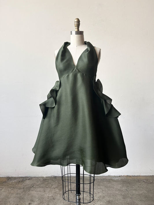 yves saint laurent ss 2012 green silk organza ruffle dress