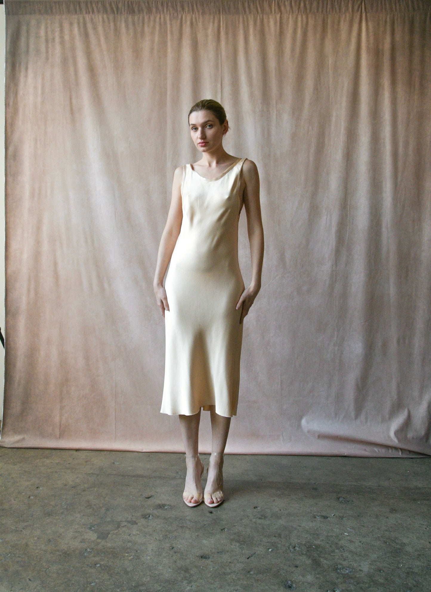 ann demeulemeester silk ivory open back dress