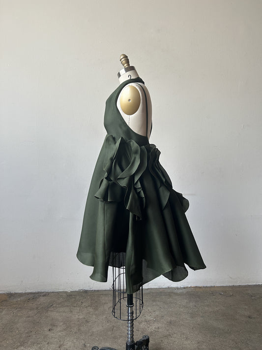 yves saint laurent ss 2012 green silk organza ruffle dress