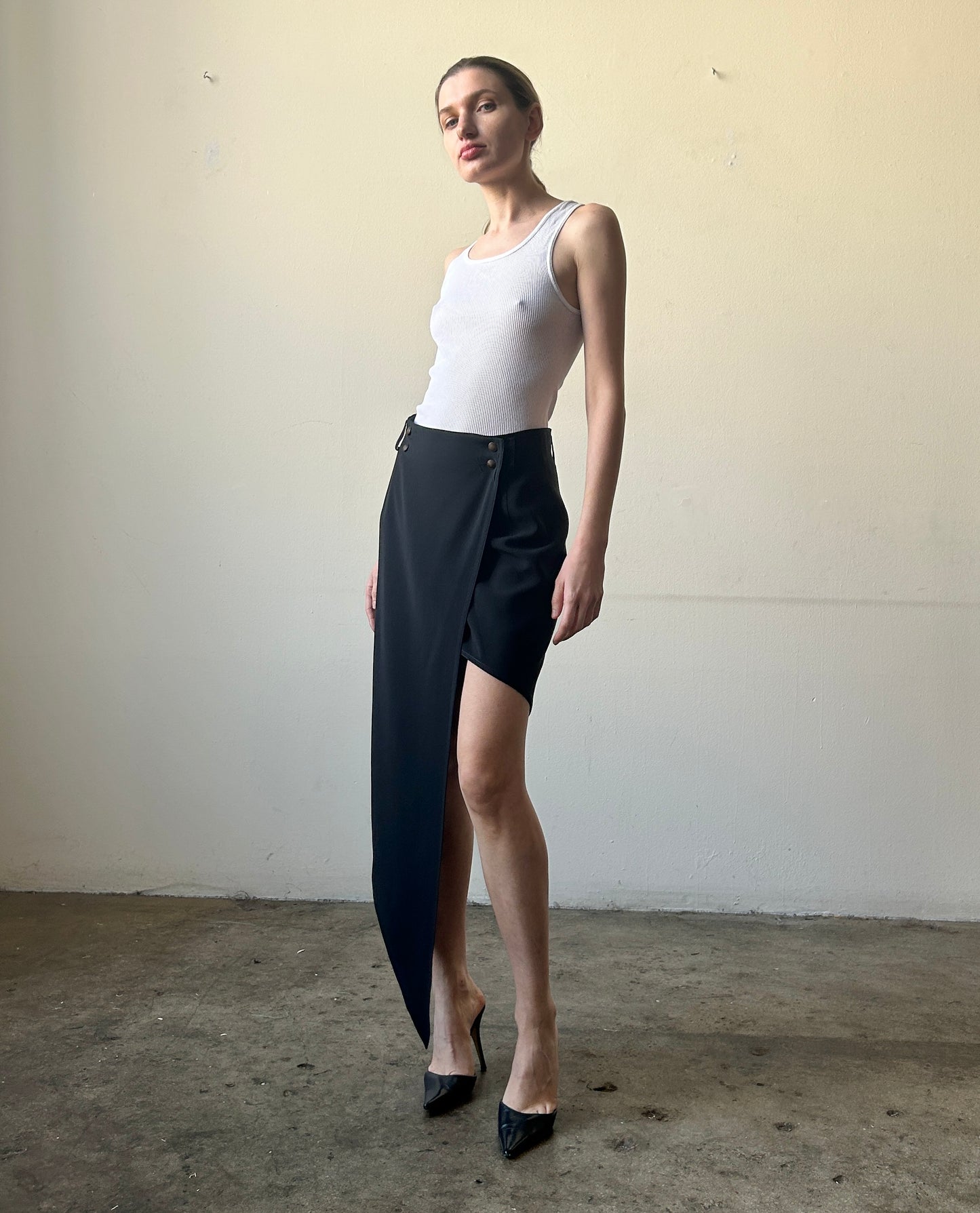 rifat ozbek black asymmetric skirt