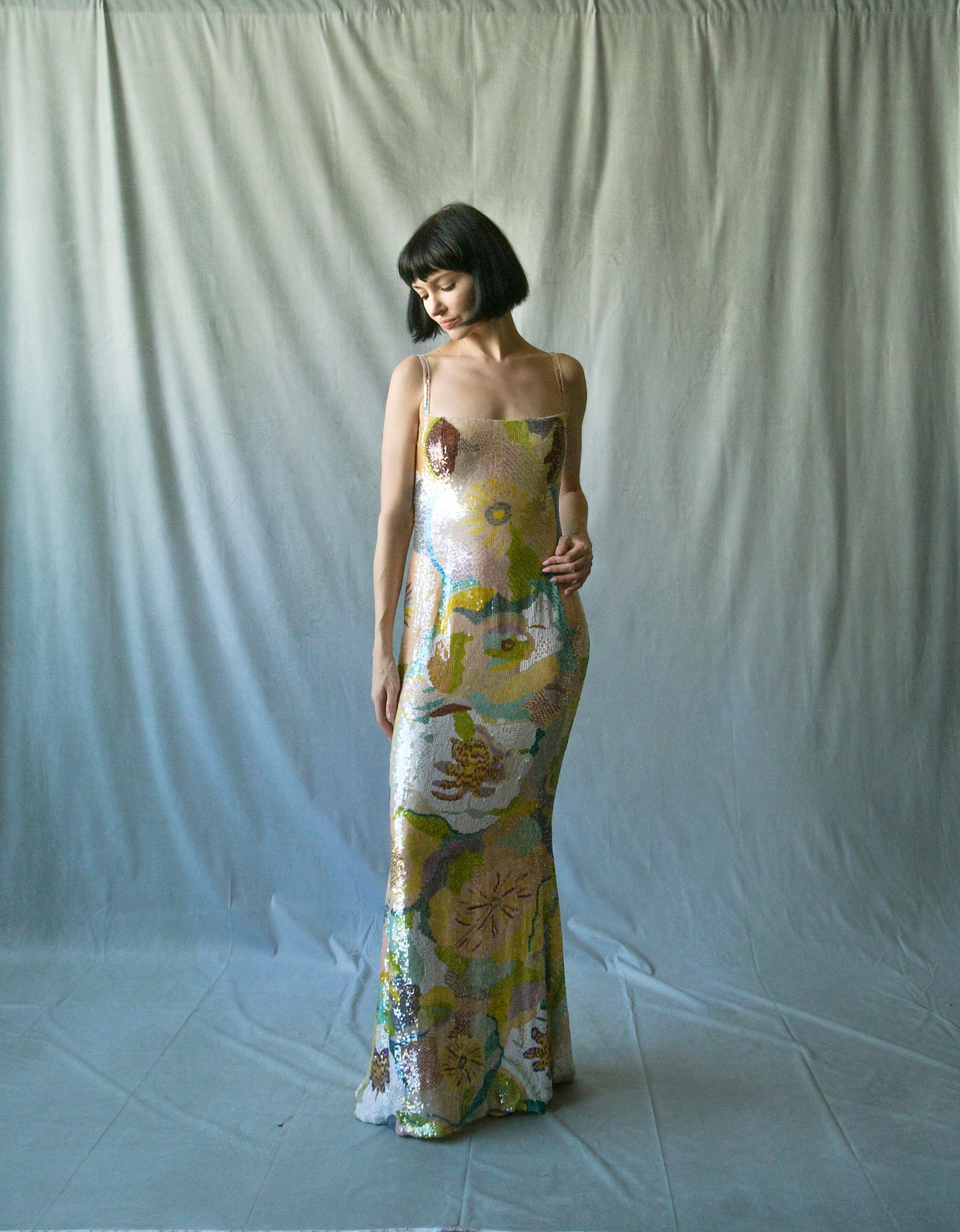 escada couture 1994 floral sequin embellished mermaid dress