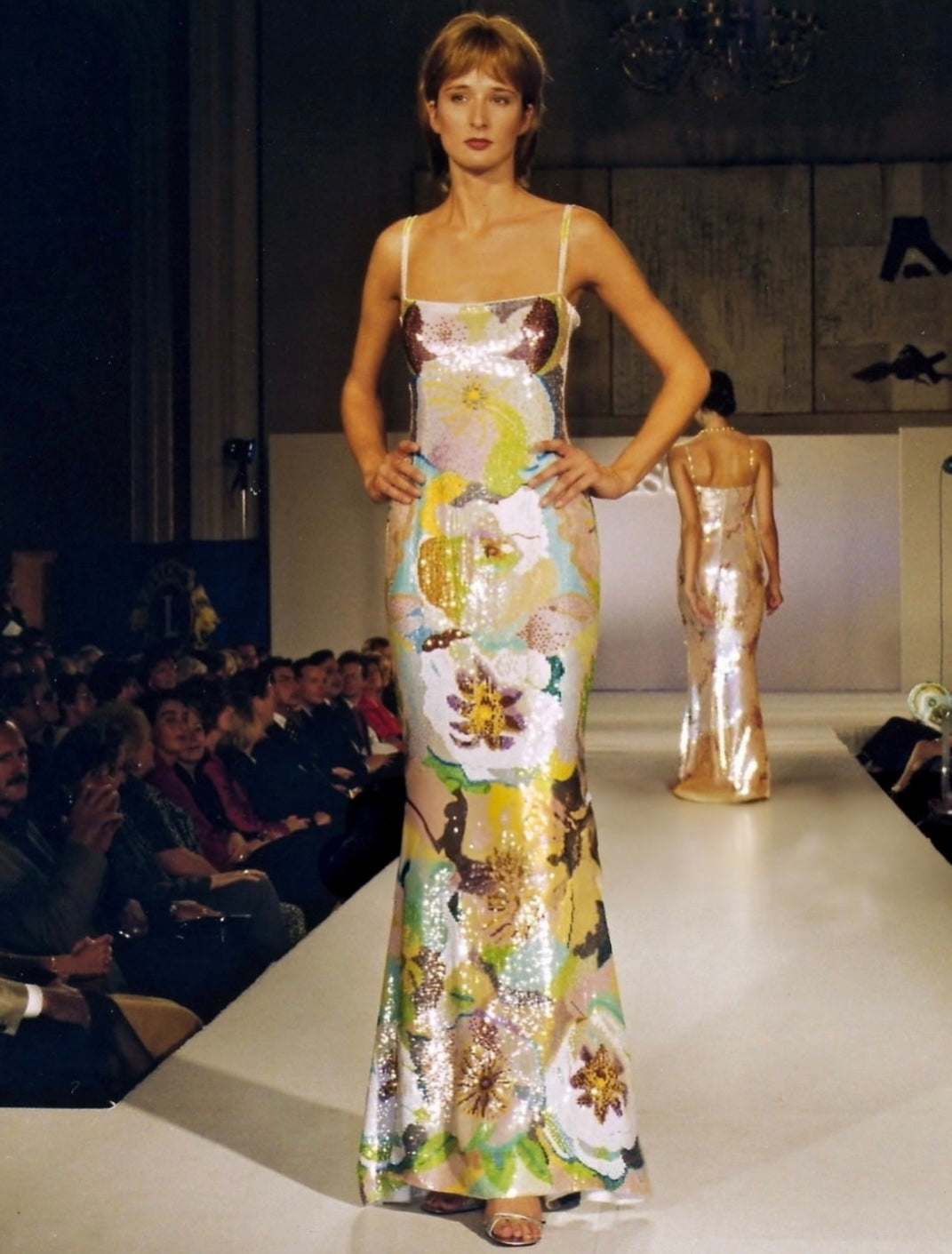 escada couture 1994 floral sequin embellished mermaid dress
