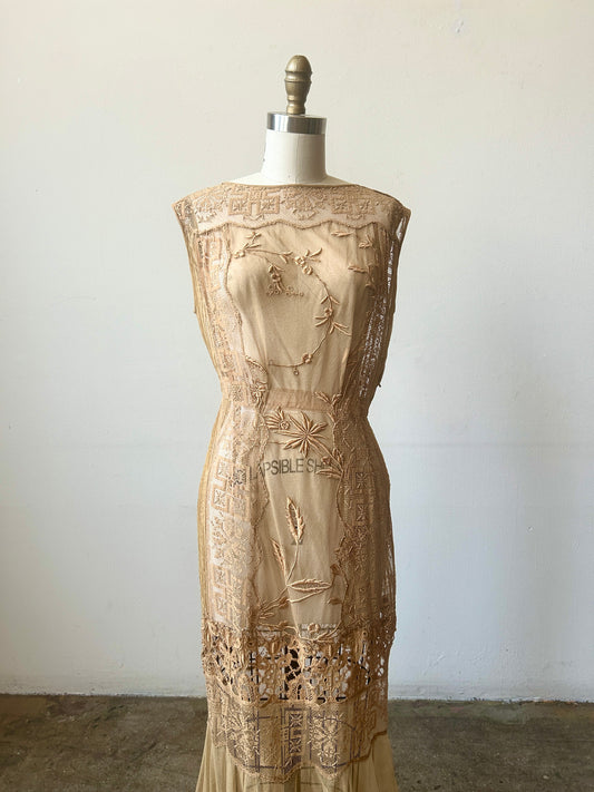 antique filet lace dress