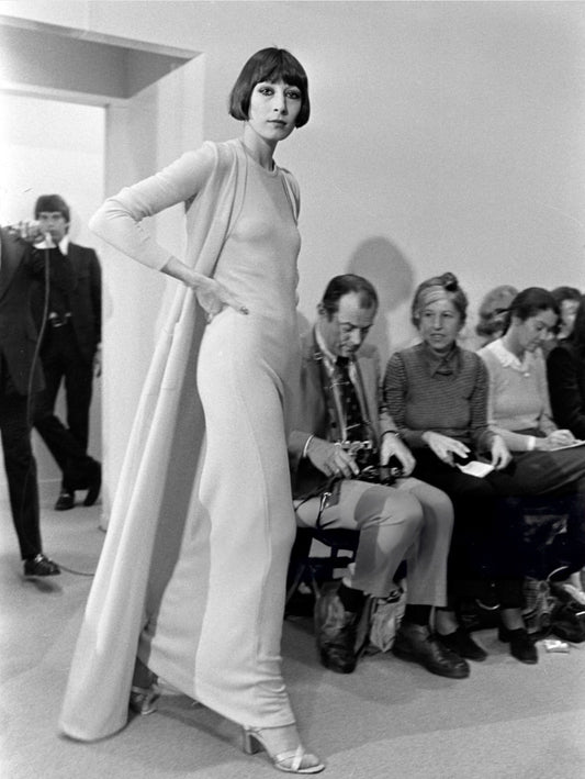1973 halston cashmere long cardigan dress