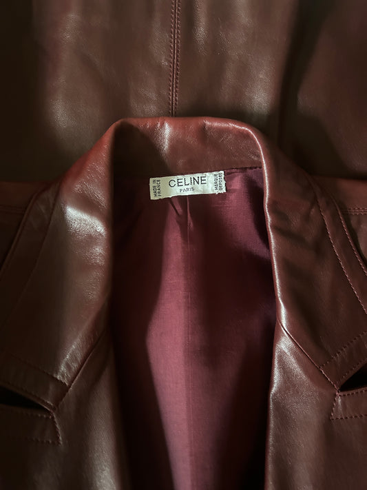 1970s celine burgundy leather blazer