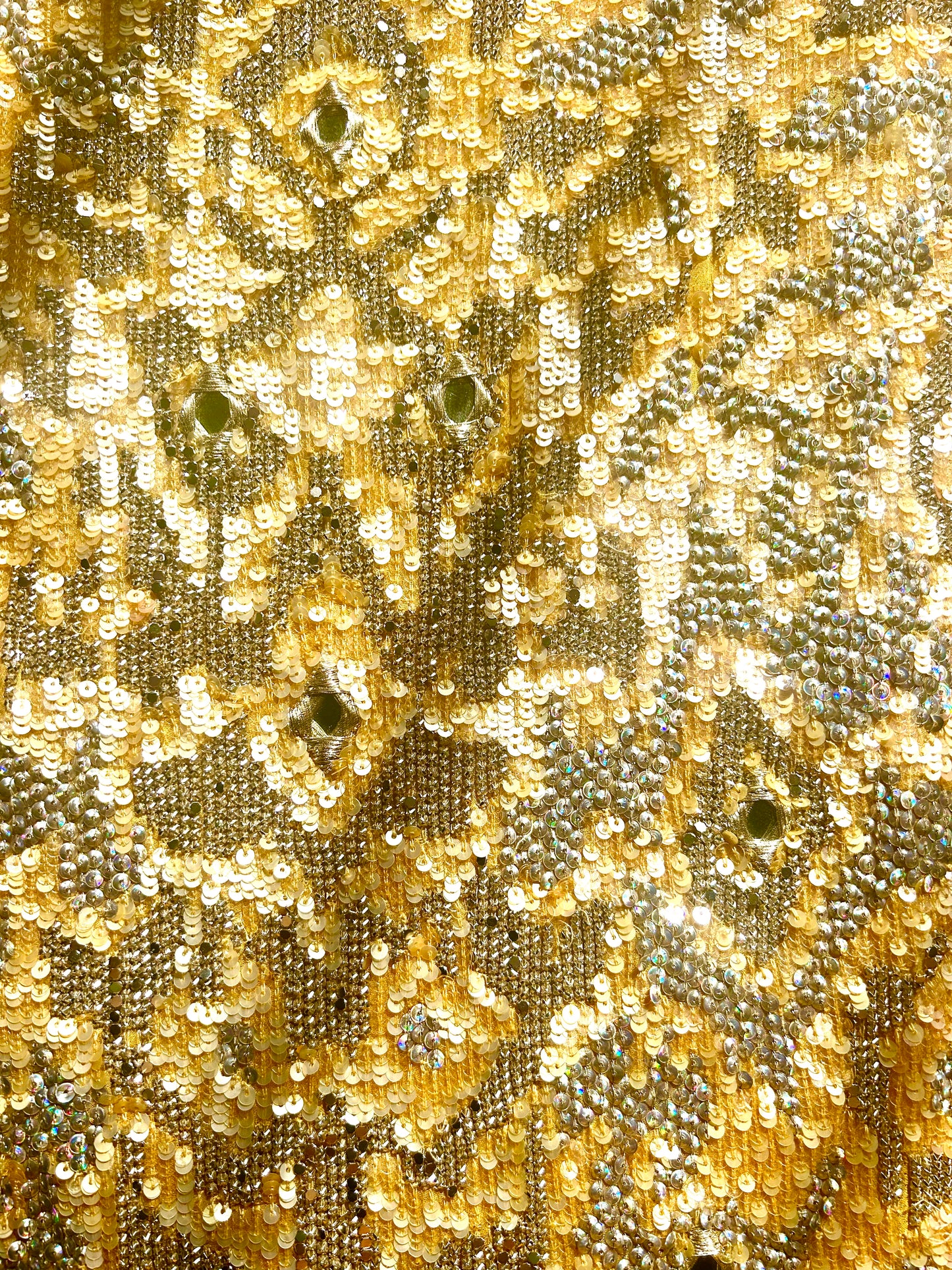 roberto cavalli canary yellow sequin bead mirror embellished dress