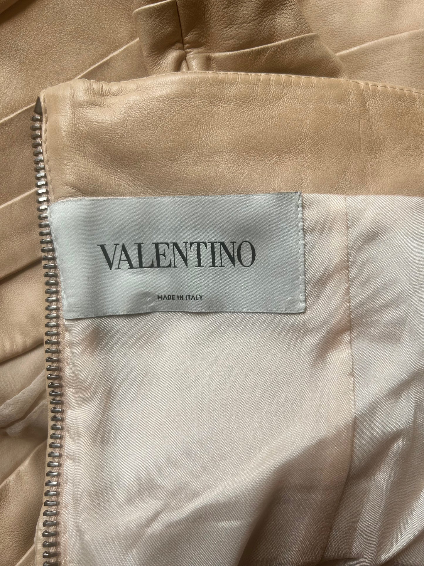 valentino pre fall 2010 pale pink leather silk mini dress
