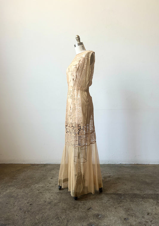 antique filet lace dress