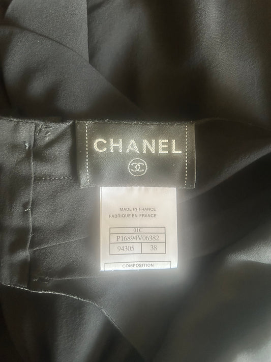 chanel black silk georgette mini dress