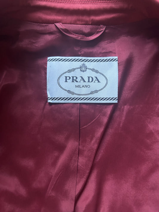 1990s prada burgundy cotton summer suit