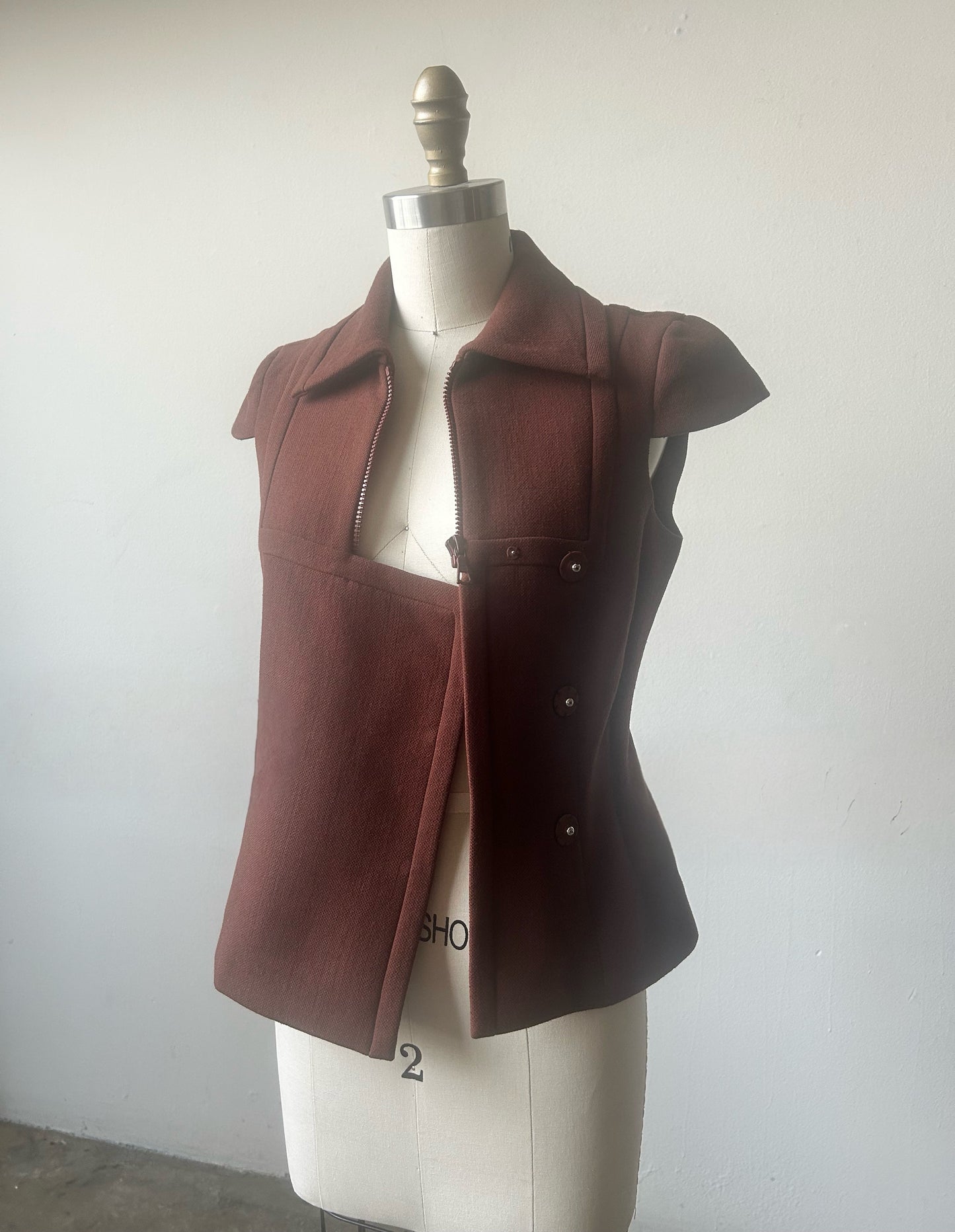 prada fall winter 2001 brown structured wool top