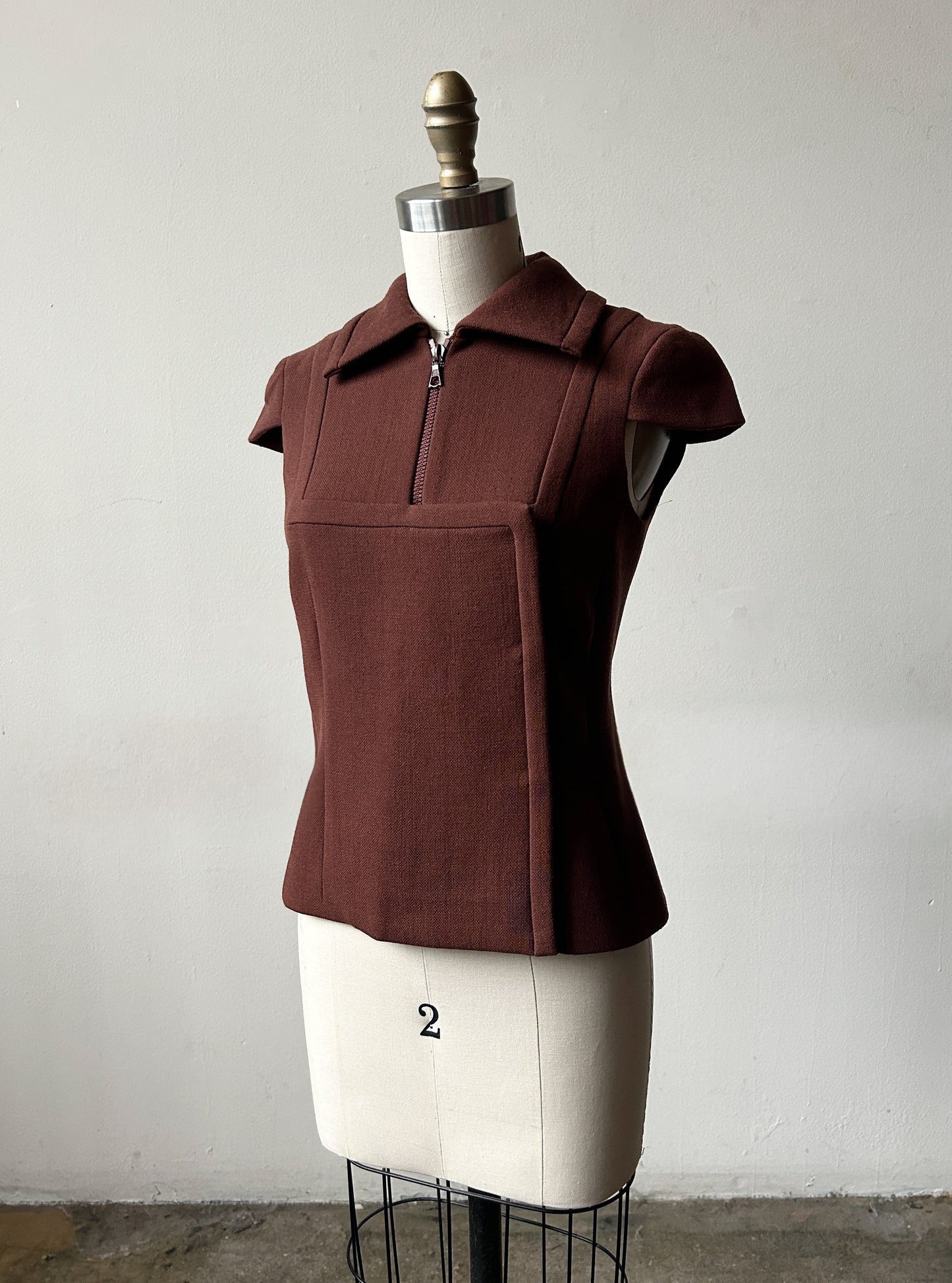 prada fall winter 2001 brown structured wool top