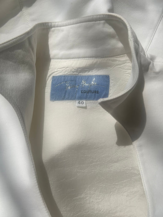 thierry mugler couture white structured cut out top jacket