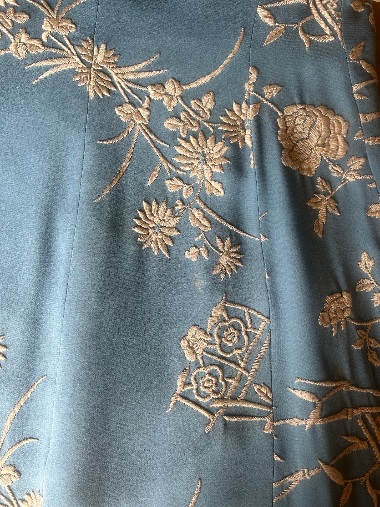 dolce gabbana silk wedgwood blue chinoiserie embroidered coat
