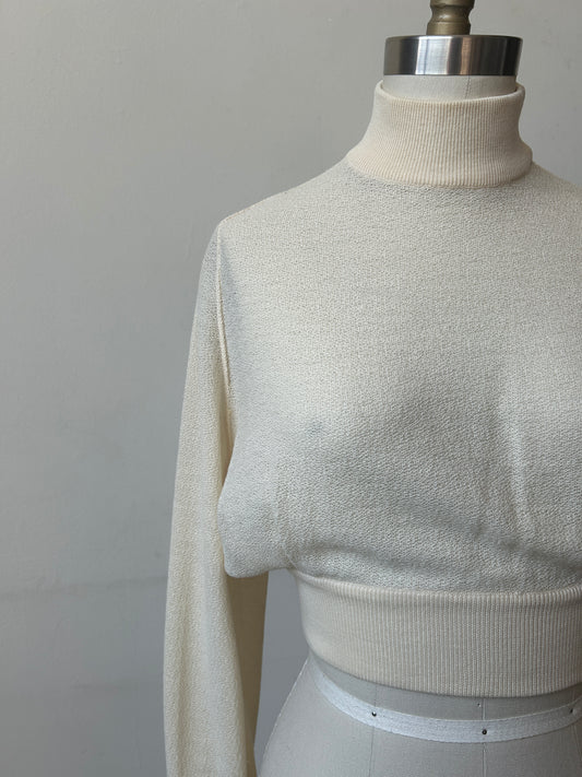 alaia ivory wool cropped sweater